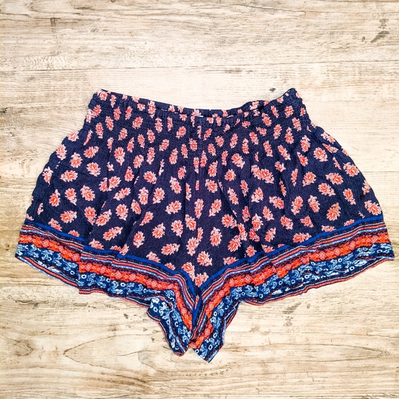 Shorts in Navy & Sky Blues, Coral Red w White Trim - Picture 2 of 3